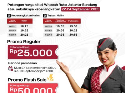 Promo “Savetember Ceria” Whoosh: Diskon Rp50.000 untuk 9.990 Kursi !